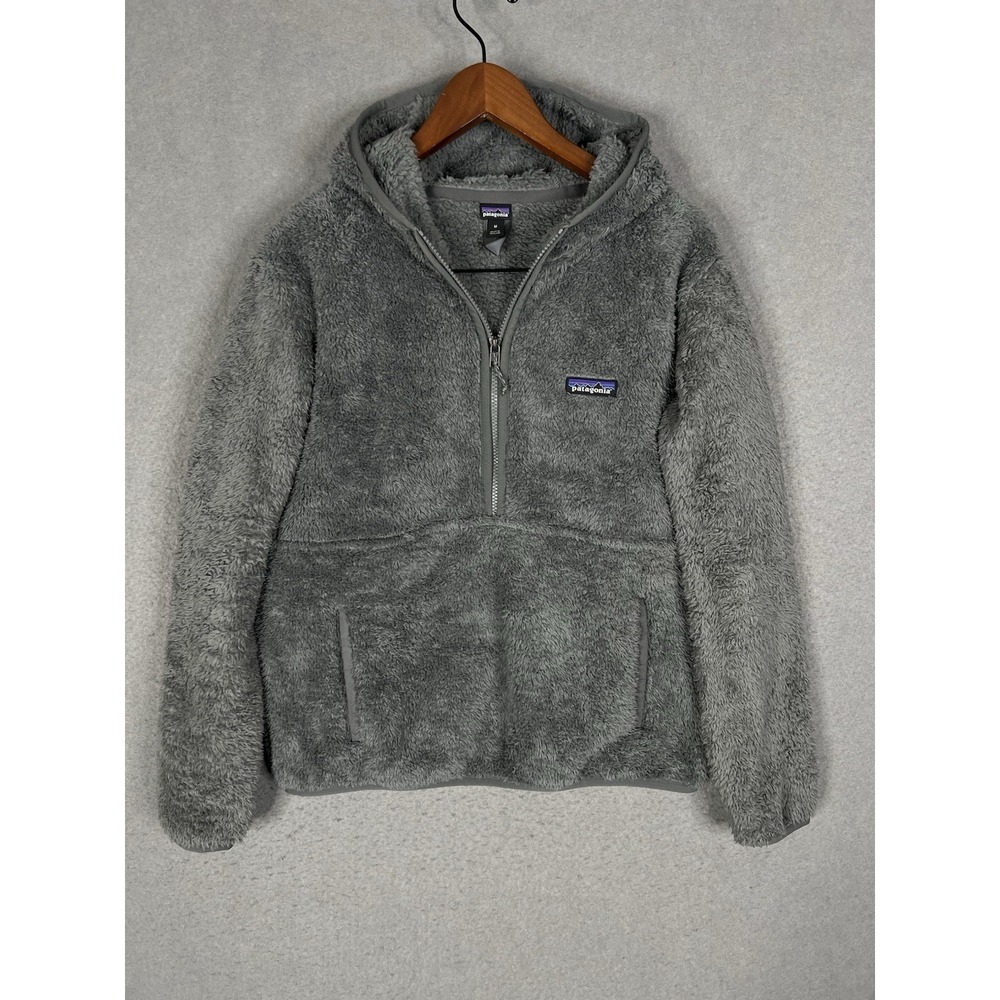 Patagonia Deep Pile Fleece Hoodie Hoody Jacket Full Zip Grey Women's Size Medium